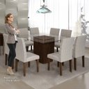 Ver imagem 5 de Conjunto Sala de Jantar Mesa Ômega Tampo de Vidro 8 Cadeiras Classic Cel Móveis