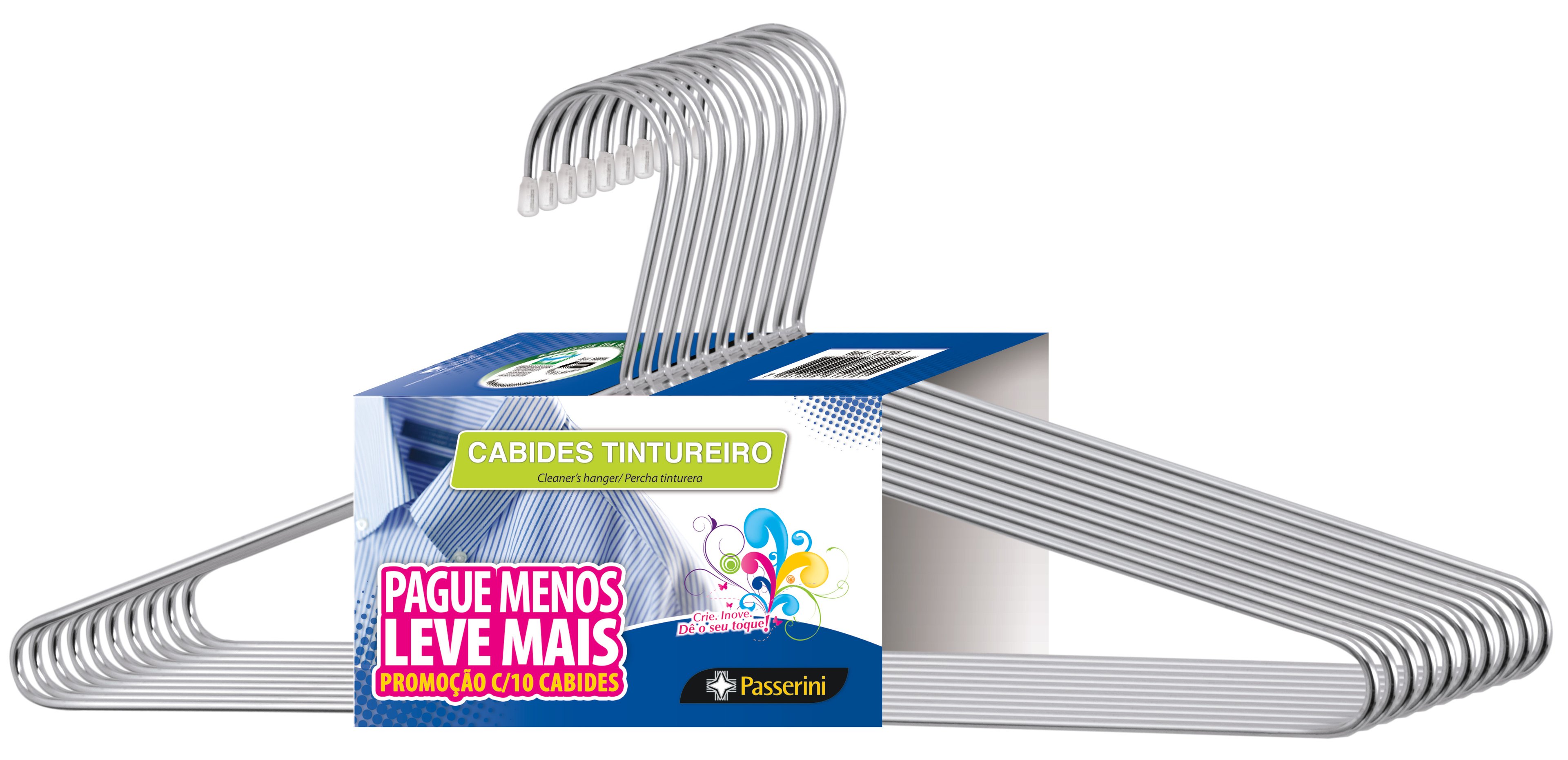 Cabide Tintureiro Cromado Organização Roupa Armario - Kit com 20 Unidades