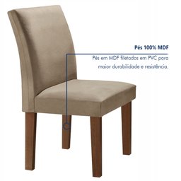 Conjunto Sala de Jantar Mesa Tampo de Vidro e 4 Cadeiras Classic  - 5
