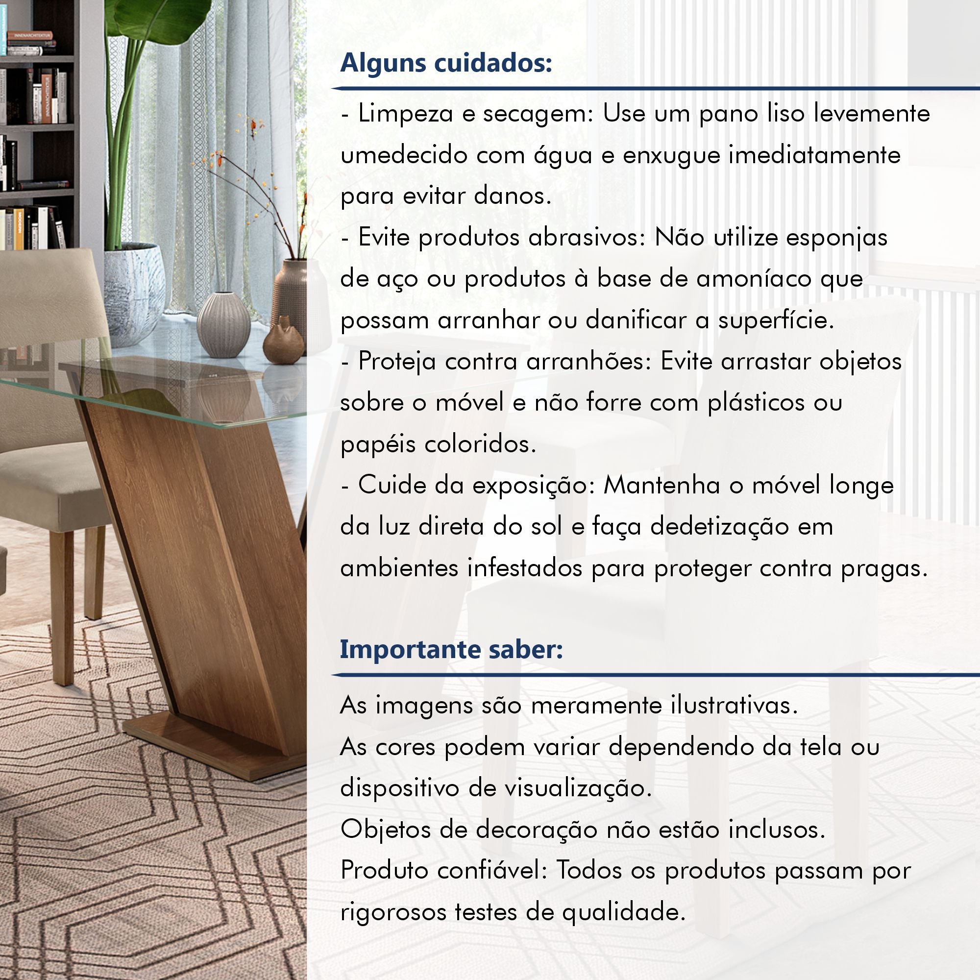 Conjunto Sala de Jantar Mesa Tampo de Vidro e 4 Cadeiras Classic  - 13
