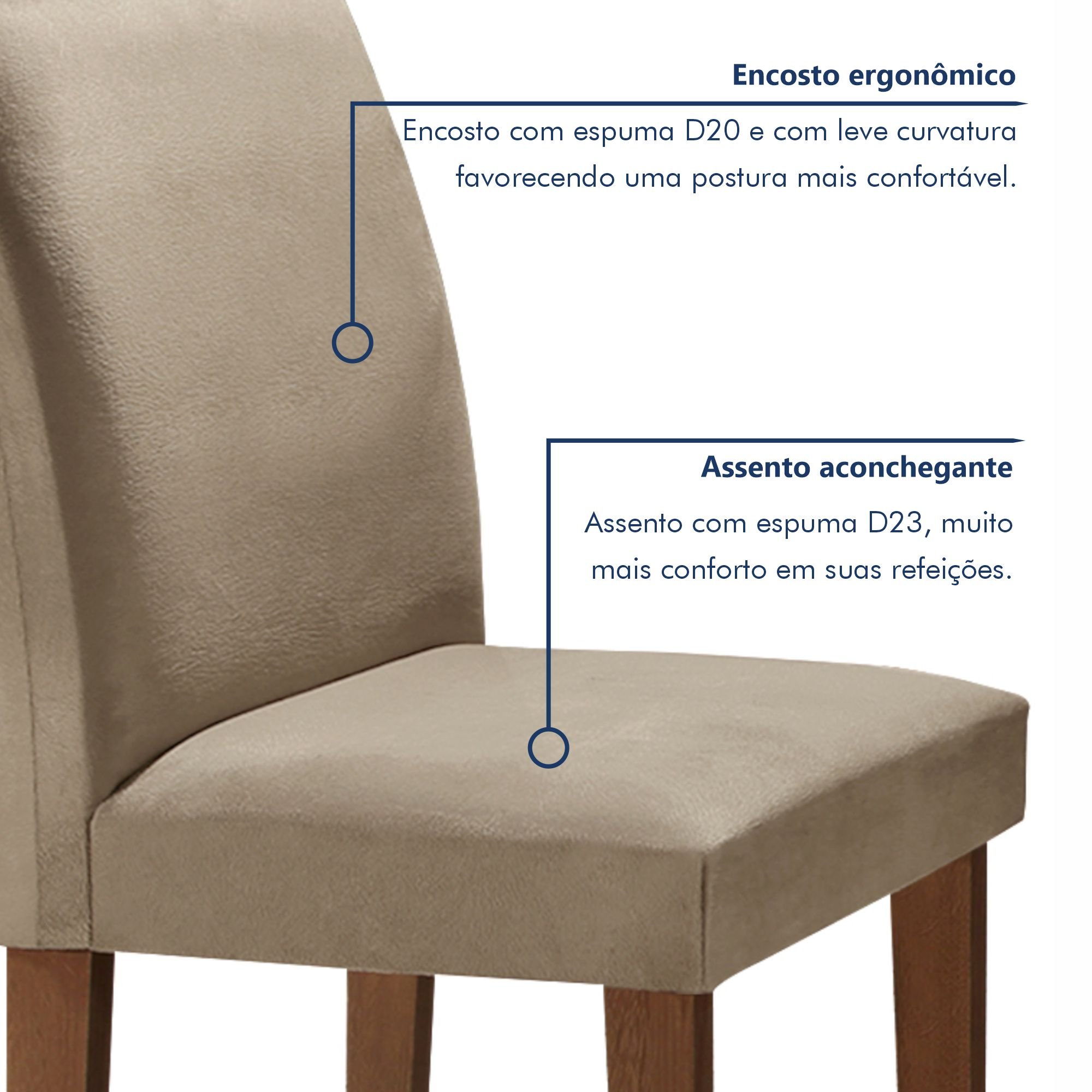 Conjunto Sala de Jantar Mesa Tampo de Vidro e 4 Cadeiras Classic  - 6