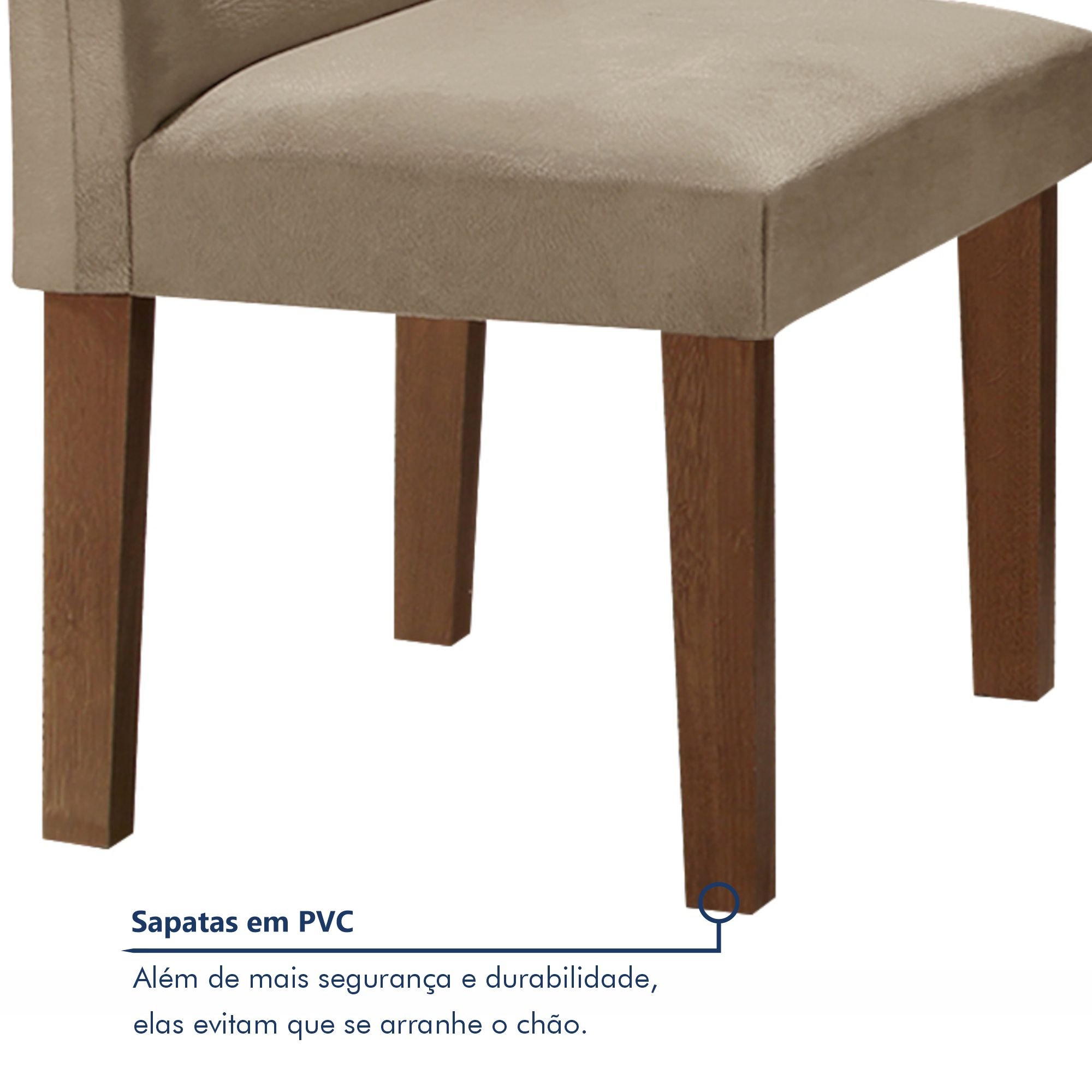 Conjunto Sala de Jantar Mesa Tampo de Vidro e 4 Cadeiras Classic  - 7