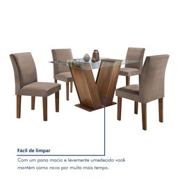 Conjunto Sala de Jantar Mesa Tampo de Vidro e 4 Cadeiras Classic Cel Móveis - 7