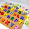 Alfabeto em Madeira MDF Kit Montessoriano Com Números e Letras Tabuleiro Móvel Pedagógico - kit Alfa - 1