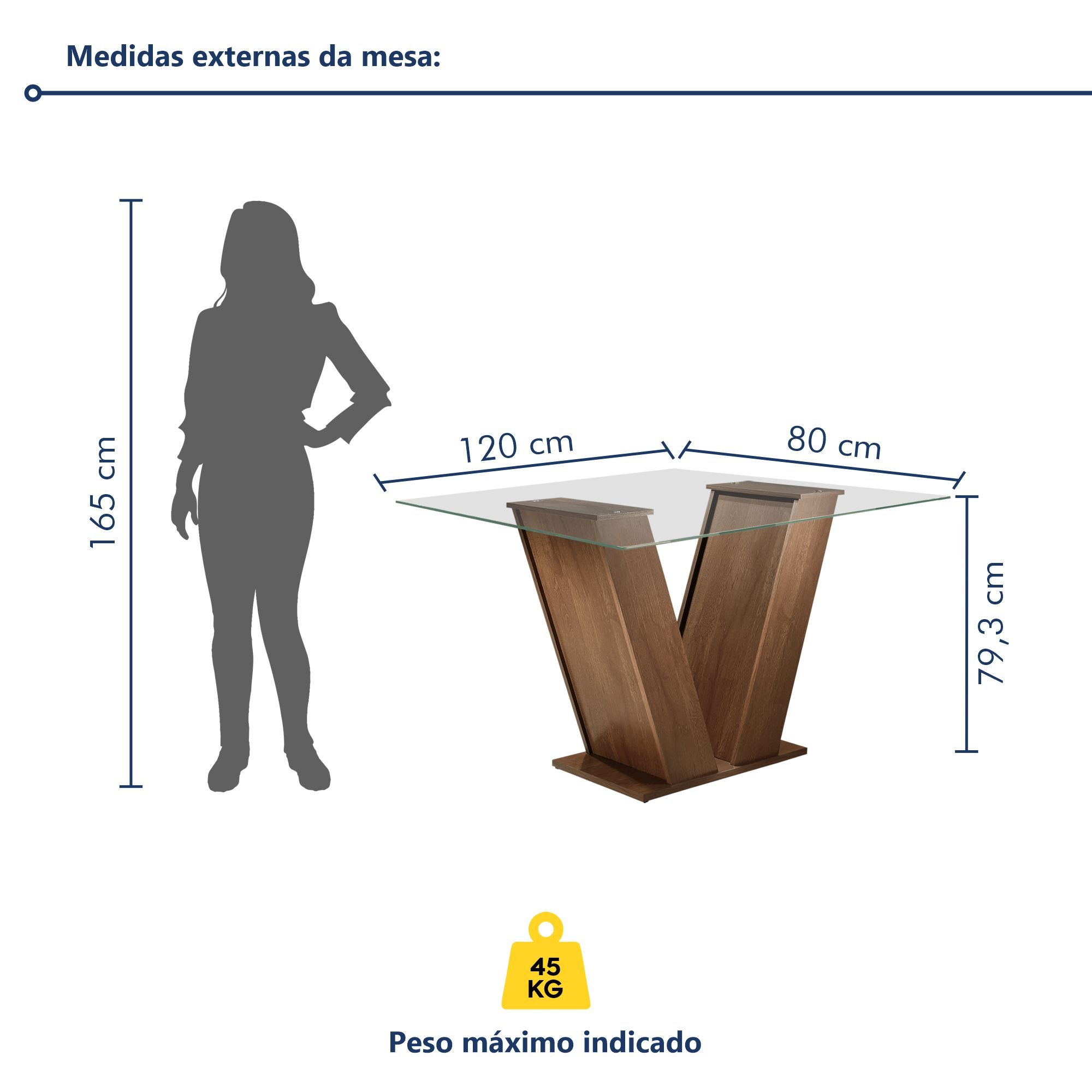 Conjunto Sala de Jantar Mesa Tampo de Vidro e 4 Cadeiras Classic  - 9