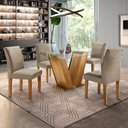 Ver imagem 1 de Conjunto Sala de Jantar Mesa Tampo de Vidro e 4 Cadeiras Classic