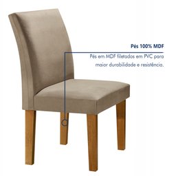 Conjunto Sala de Jantar Mesa Tampo de Vidro e 4 Cadeiras Classic  - 5