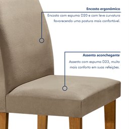 Conjunto Sala de Jantar Mesa Tampo de Vidro e 4 Cadeiras Classic  - 6