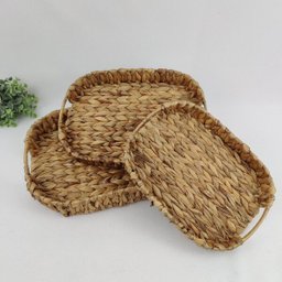 Bandeja Decorativa De Fibra Natural Oval 40/35/30cm Kit 3pc - 4