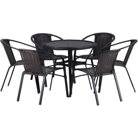 Kit 6 Cadeiras Alumínio e Mesa Tampo Varanda Jardim Piscina Jardim Trama Original