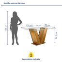 Ver imagem 3 de Conjunto Sala de Jantar Mesa 4 Cadeiras Tampo de Vidro Classic Marrom Cinamomo/Veludo Bege Escuro