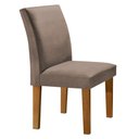 Ver imagem 6 de Conjunto Sala de Jantar Mesa 4 Cadeiras Tampo de Vidro Classic Marrom Cinamomo/Veludo Bege Escuro