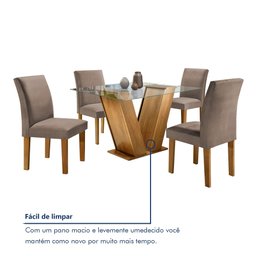Conjunto Sala de Jantar Mesa Tampo de Vidro e 4 Cadeiras Classic  - 7