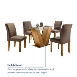 Conjunto Sala de Jantar Mesa Tampo de Vidro e 4 Cadeiras Classic  - 8