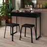 Conjunto Mesa Dobrável com 2 Banquetas Preto Carraro - 2