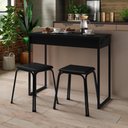 Ver imagem 1 de Conjunto Mesa Dobrável com 2 Banquetas Preto Carraro