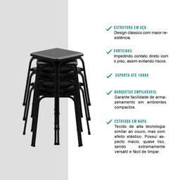 Conjunto Mesa Dobrável com 2 Banquetas Preto Carraro - 6