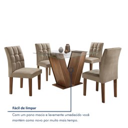 Conjunto Sala de Jantar Mesa Classic Tampo de Vidro 4 Cadeiras Vitória  - 13