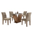 Ver imagem 2 de Conjunto Sala de Jantar Mesa Classic Tampo de Vidro 4 Cadeiras Vitória