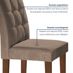 Conjunto Sala de Jantar Mesa Classic Tampo de Vidro 4 Cadeiras Vitória Cel Móveis - 11