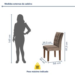 Conjunto Sala de Jantar Mesa Classic Tampo de Vidro 4 Cadeiras Vitória Cel Móveis - 4