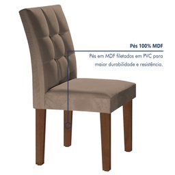 Conjunto Sala de Jantar Mesa Classic Tampo de Vidro 4 Cadeiras Vitória Cel Móveis - 10