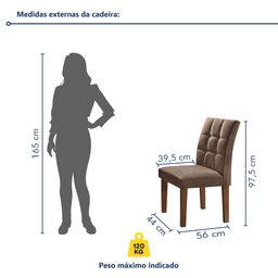 Conjunto Sala de Jantar Mesa Classic Tampo de Vidro 4 Cadeiras Vitória  - 4