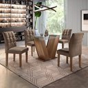 Ver imagem 1 de Conjunto Sala de Jantar Mesa Classic Tampo de Vidro 4 Cadeiras Vitória