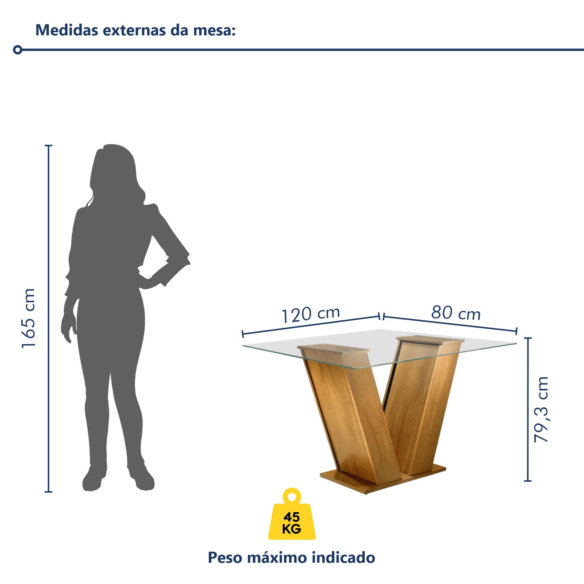 Conjunto Sala de Jantar Mesa Classic Tampo de Vidro 4 Cadeiras Vitória  - 9