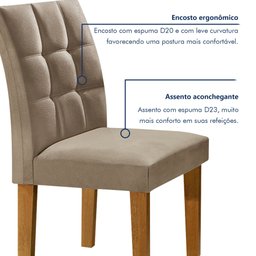 Conjunto Sala de Jantar Mesa Classic Tampo de Vidro 4 Cadeiras Vitória  - 11