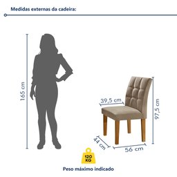 Conjunto Sala de Jantar Mesa Classic Tampo de Vidro 4 Cadeiras Vitória  - 4