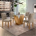 Ver imagem 1 de Conjunto Sala de Jantar Mesa Classic Tampo de Vidro 4 Cadeiras Vitória