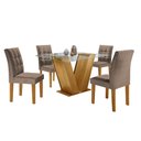 Ver imagem 2 de Conjunto Sala de Jantar Mesa Classic Tampo de Vidro 4 Cadeiras Vitória