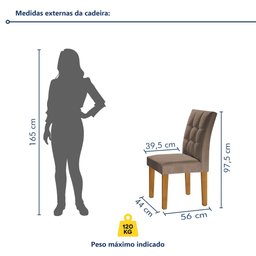 Conjunto Sala de Jantar Mesa Classic Tampo de Vidro 4 Cadeiras Vitória  - 4