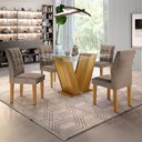 Ver imagem 1 de Conjunto Sala de Jantar Mesa Classic Tampo de Vidro 4 Cadeiras Vitória