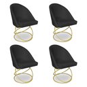 Ver imagem 1 de Kit 04 Cadeiras Poltrona de Jantar Bela Veludo Preto Base Metálica Luxo Dourado - Pallazio