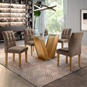 Ver imagem 1 de Conjunto Sala de Jantar Mesa Classic Tampo de Vidro 4 Cadeiras Vitória