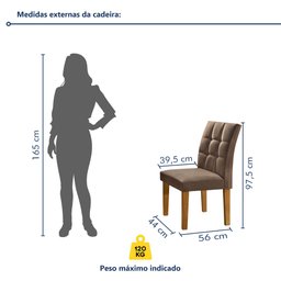 Conjunto Sala de Jantar Mesa Classic Tampo de Vidro 4 Cadeiras Vitória  - 4