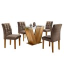 Ver imagem 2 de Conjunto Sala de Jantar Mesa Classic Tampo de Vidro 4 Cadeiras Vitória