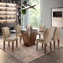 Ver imagem 1 de Conjunto Sala de Jantar Mesa Tampo de Vidro 6 Cadeiras Classic