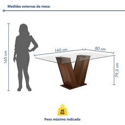 Conjunto Sala de Jantar Mesa Tampo de Vidro 6 Cadeiras Classic Cel Móveis - 3