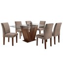 Ver imagem 2 de Conjunto Sala de Jantar Mesa Tampo de Vidro 6 Cadeiras Classic Cel Móveis