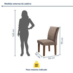 Conjunto Sala de Jantar Mesa Tampo de Vidro 6 Cadeiras Classic Cel Móveis - 4