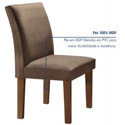 Conjunto Sala de Jantar Mesa Tampo de Vidro 6 Cadeiras Classic  - 5