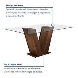 Conjunto Sala de Jantar Mesa Tampo de Vidro 6 Cadeiras Classic - 3 Conjunto Sala de Jantar Mesa Tampo de Vidro 6 Cadeiras Classic - 3