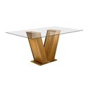 Ver imagem 5 de Conjunto Sala de Jantar Mesa 6 Cadeiras Tampo de Vidro Classic Cinamomo/Off White/Bege Escuro