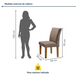 Conjunto Sala de Jantar Mesa Tampo de Vidro 6 Cadeiras Classic  - 4