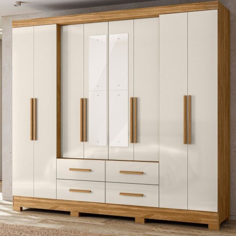 Guarda Roupa Casal San Lorenzo 8 Pts 4 Gvt com Espelho Moval