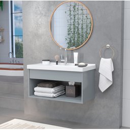 Gabinete Armario para Banheiro 100% MDF Zoff 63cm com Cuba - 1