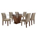 Ver imagem 2 de Conjunto Sala de Jantar Mesa Classic Tampo de Vidro 6 Cadeiras Vitória